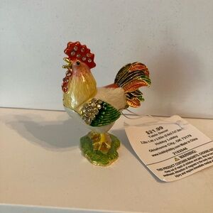 Colorful Rooster Figurine Trinket